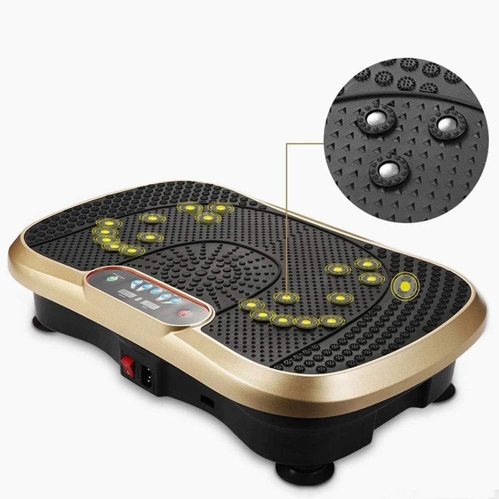 Fitness Vibrationsplatte Körper Massagegerät mit 99 Intensitätsstufen inkl. Widerstandsbändern - Schwarz / Gold