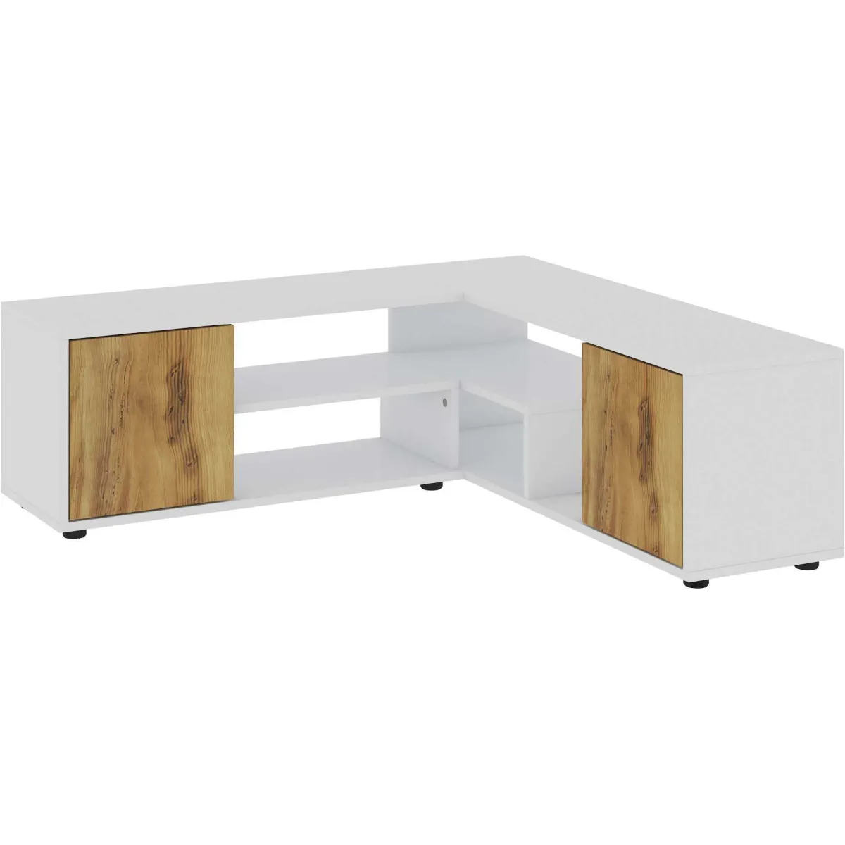 Hanah Home Meuble TV d'angle Rosa - Blanc, Chêne