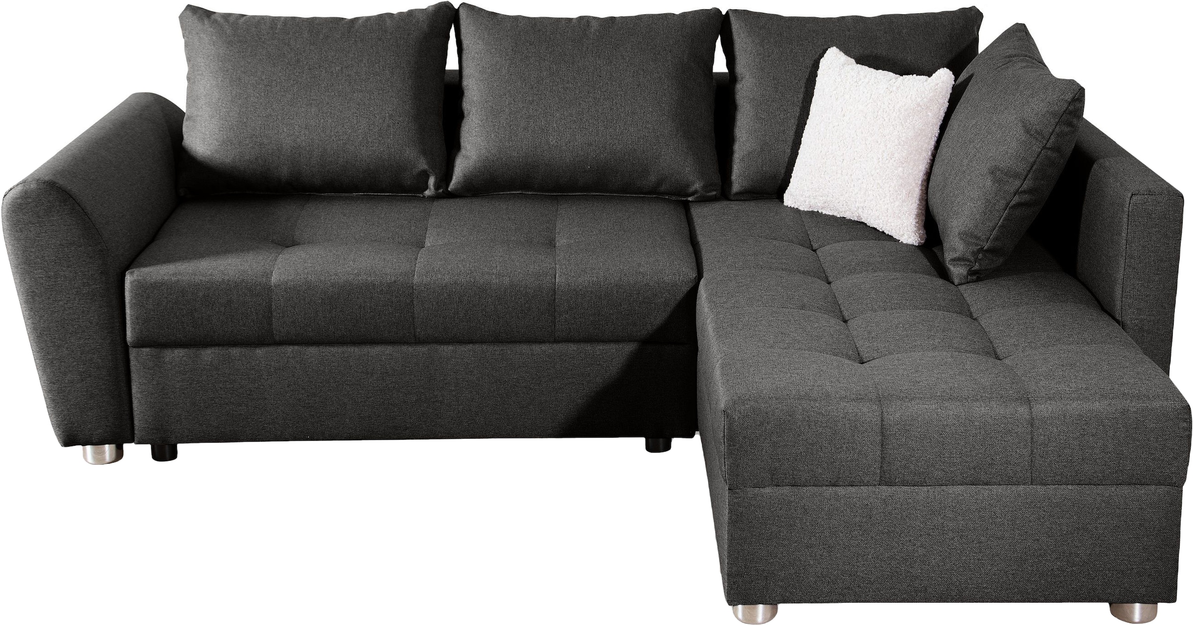 COLLECTION AB Ecksofa »Jana L-Form, B: 220 cm« Bettfunktion, Bettkasten & 1 Zierkissen, Federkern