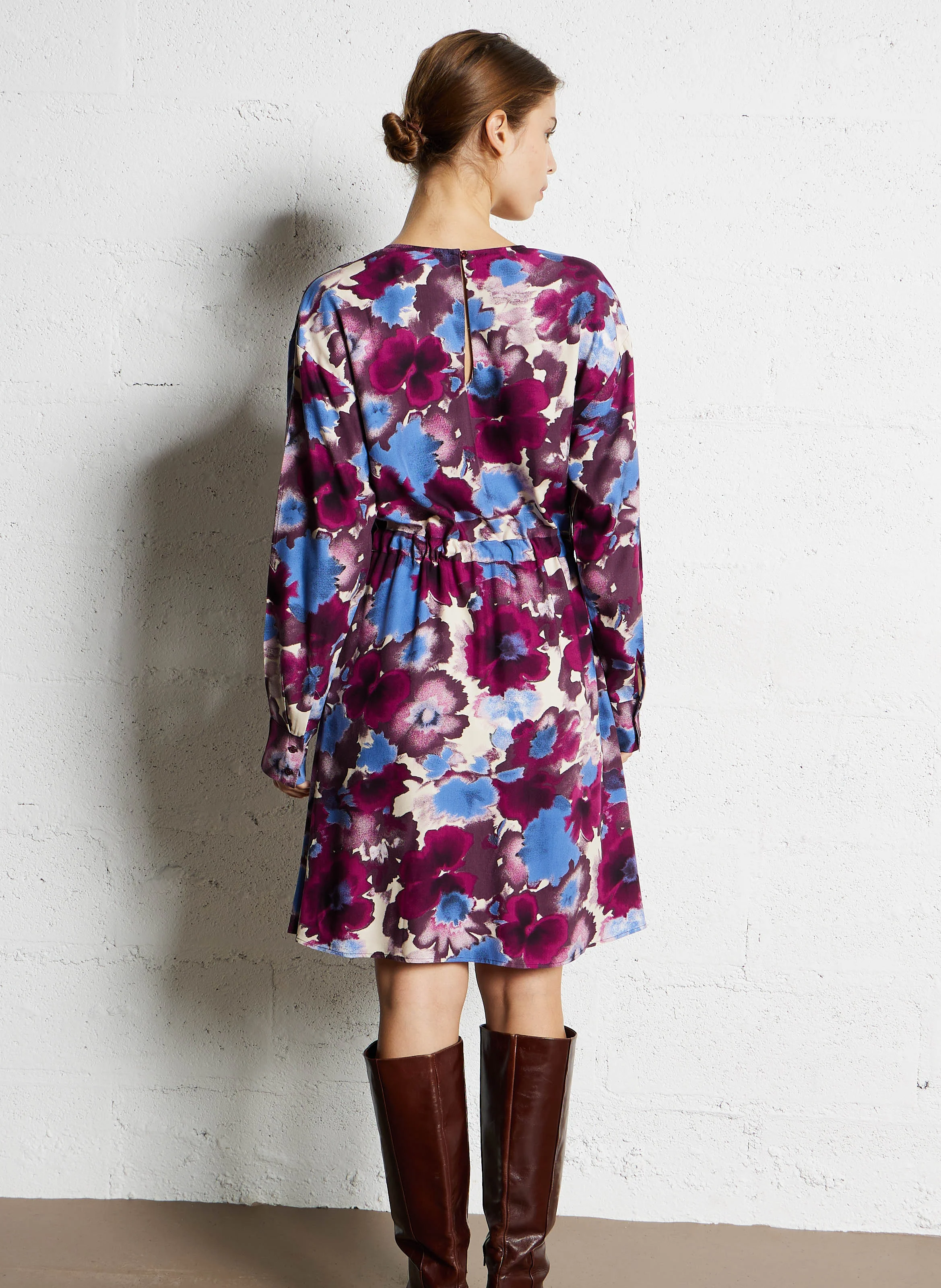 ROCHI - Robe courte droite imprimée | Violet