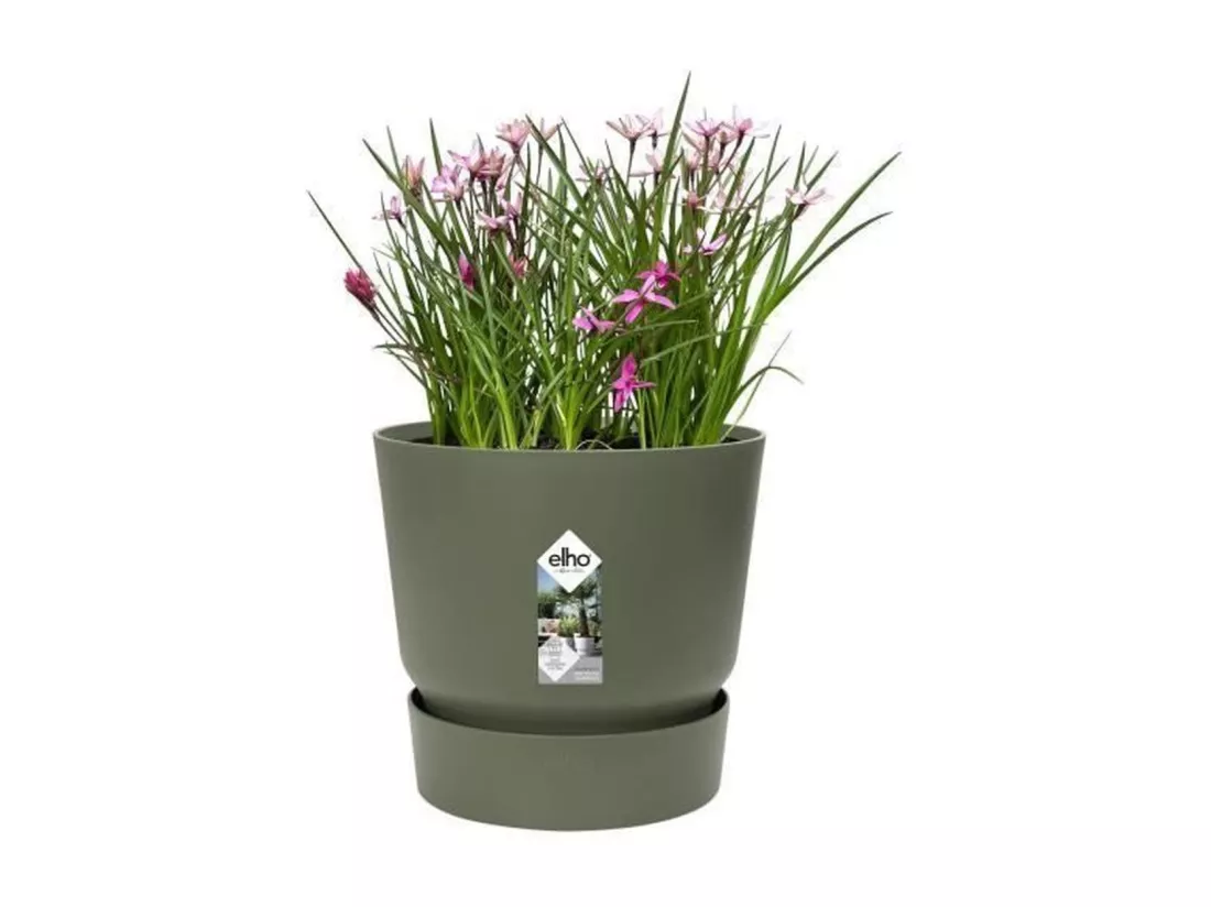 Pot de fleurs rond 30 - Extérieur Ø 29,5 x 27,8 cm - Vert feuille