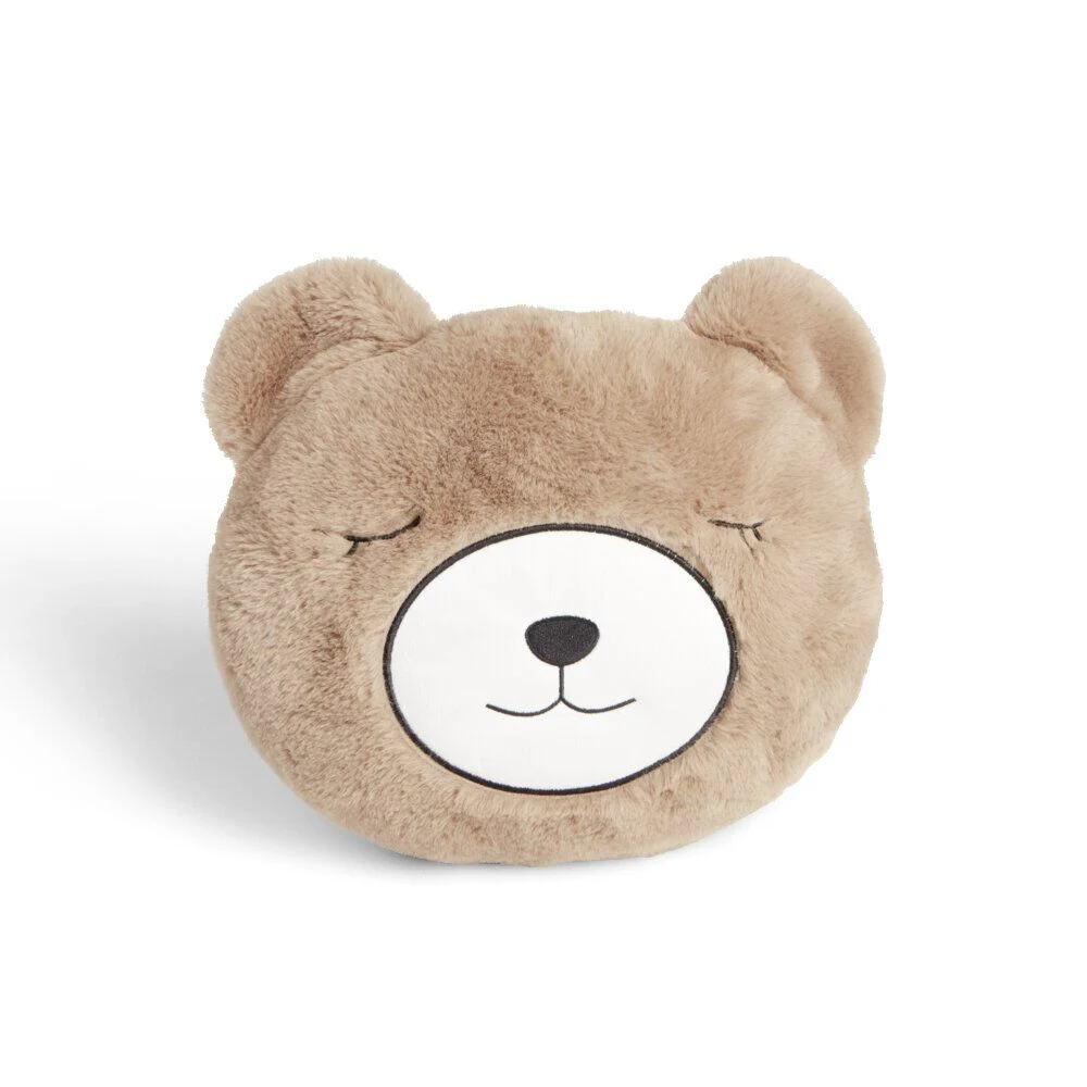 Coussin tête d'ourson polyester marron Ø33cm