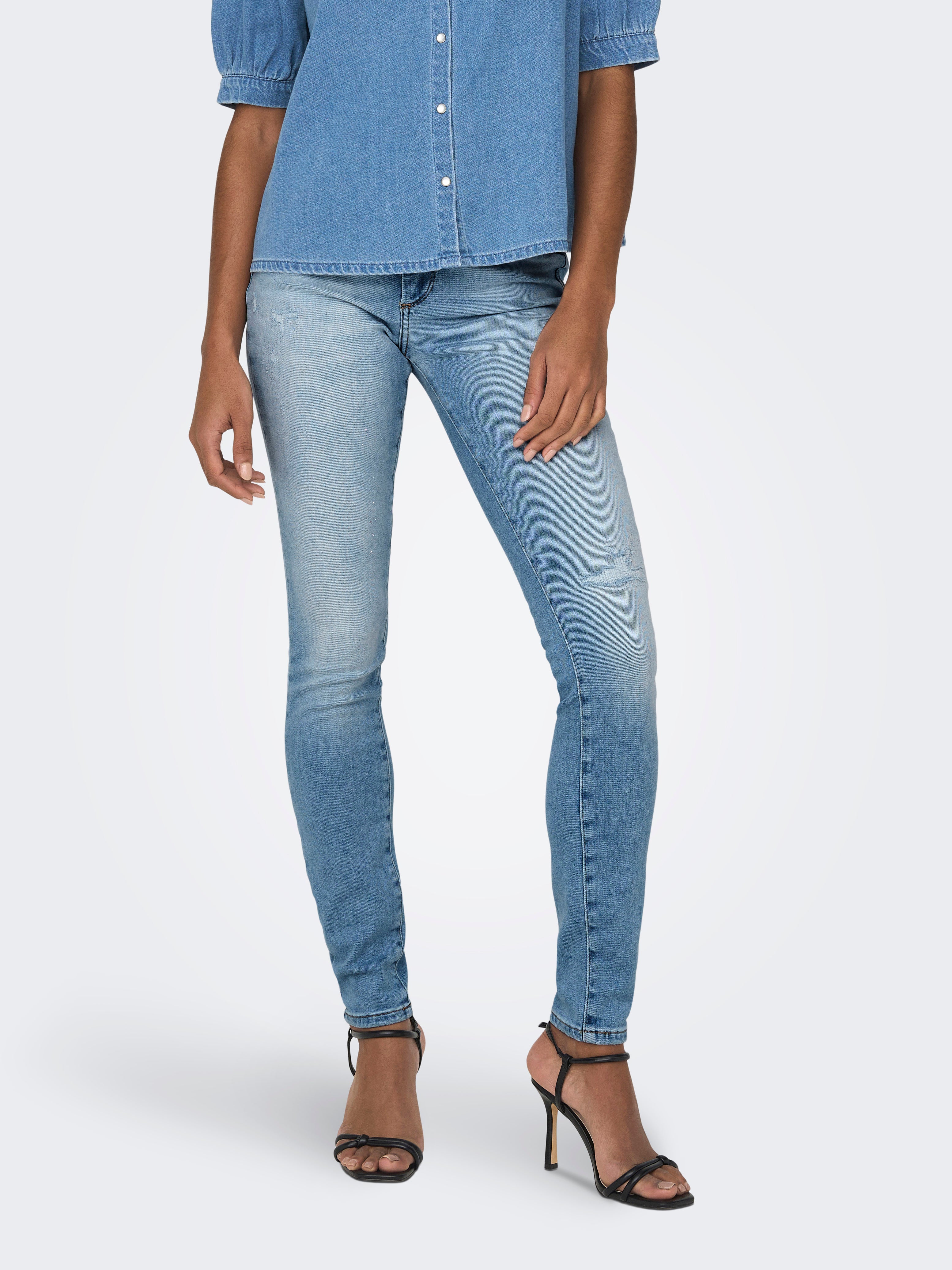 ONLICONIC Hohe Taille Skinny Fit Jeans Light Medium Blue Denim