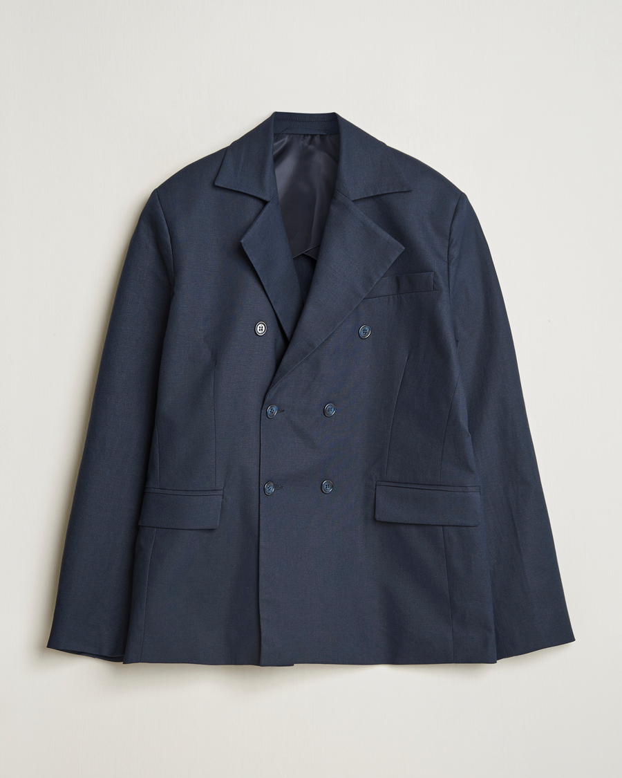 Palmes Double Breasted Linen Sport Coat Navy