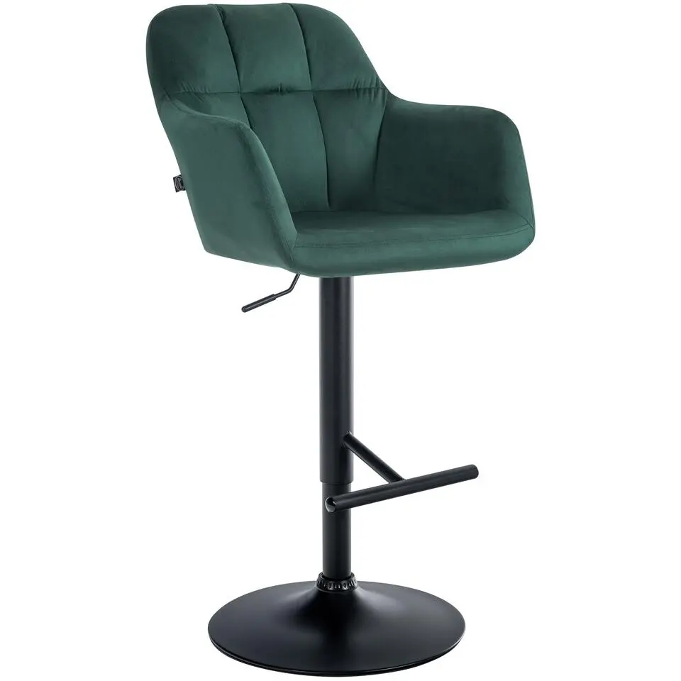 CLP Barkruk Natoma zwart Frame - Fluweel - groen