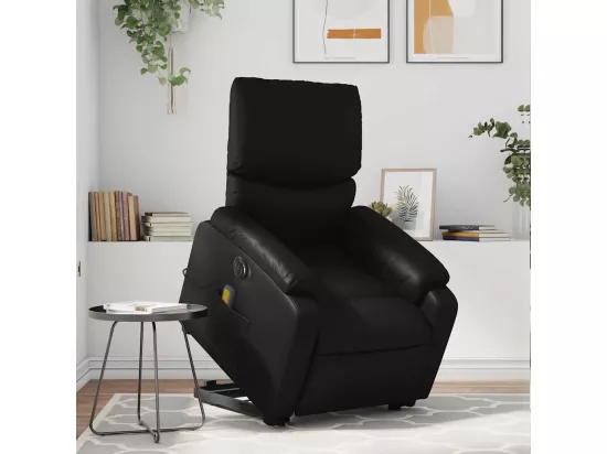 Fauteuil inclinable massant électrique noir similicuir