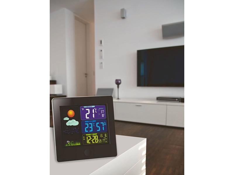 TFA Dostmann Wetterstation Sun Schwarz Funk-Wetterstation mit Farbdisplay