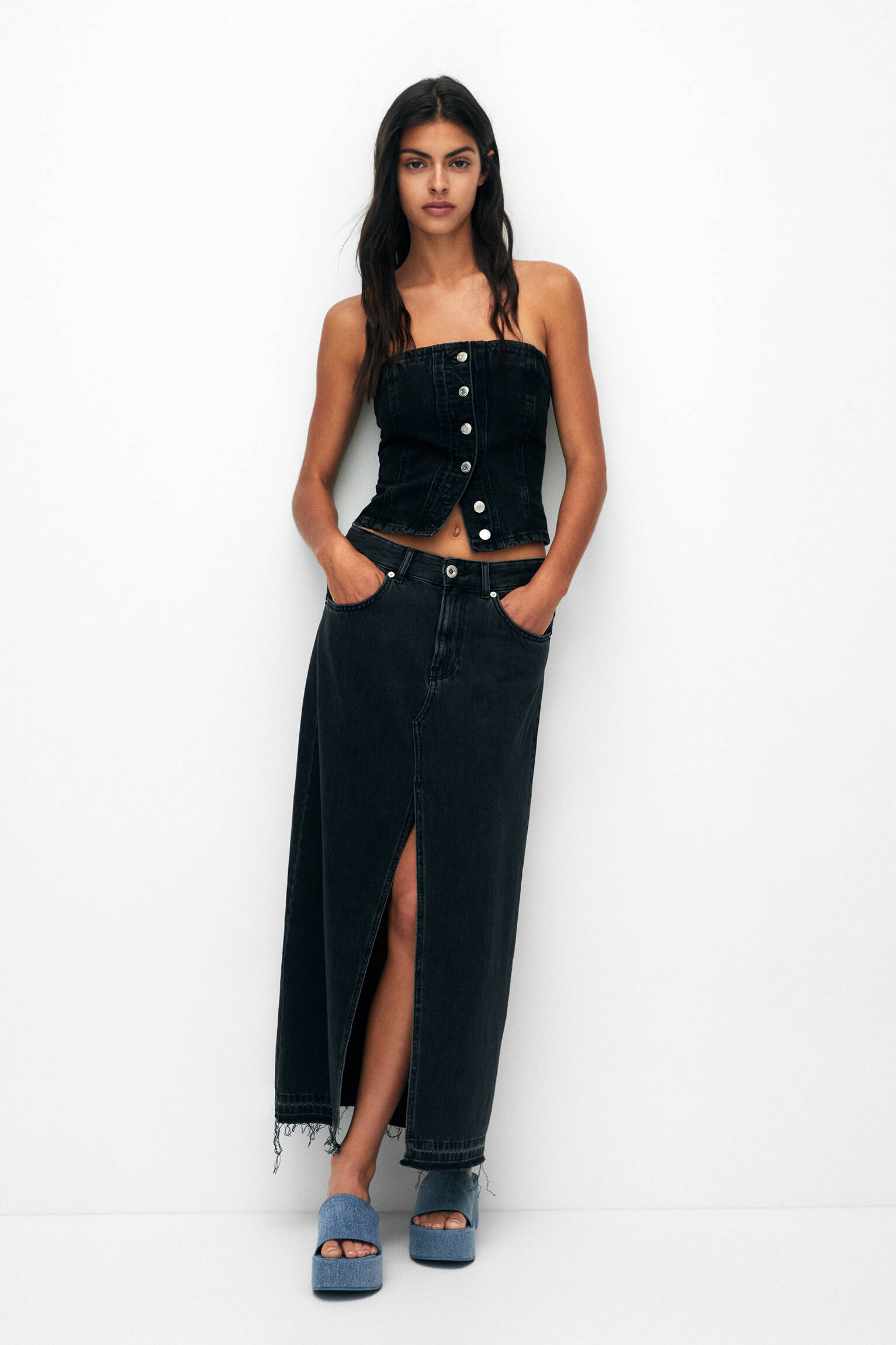 SAIA LONGA JEANS - PRETA