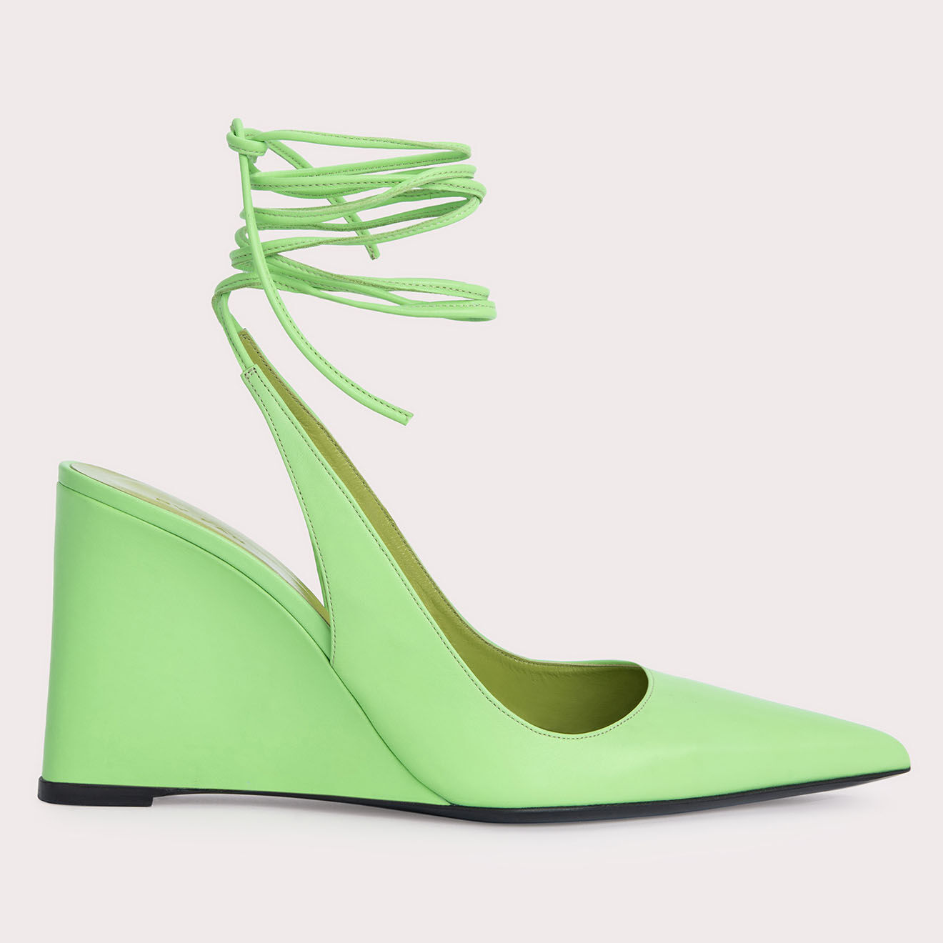 By Far Compensées en Cuir Vaughn vert clair - Talon 10 cm