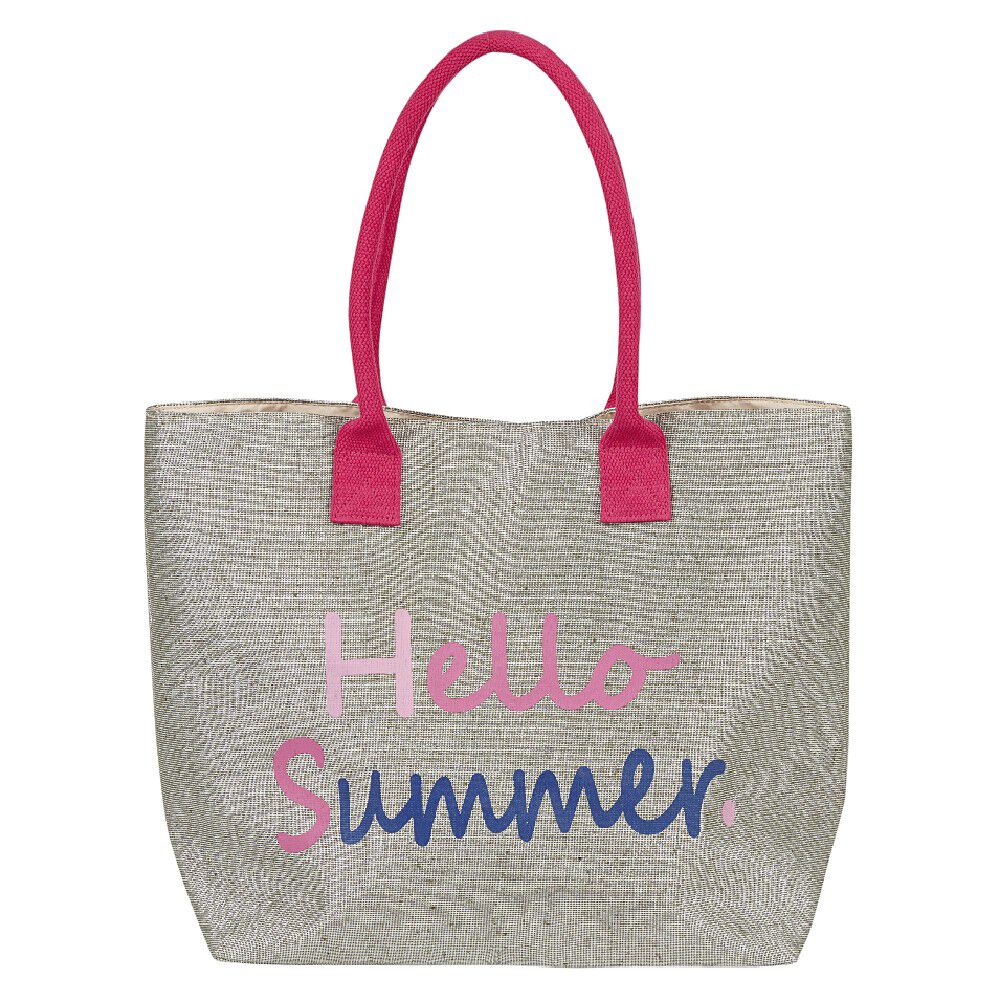 Sac de plage gris et message d'été