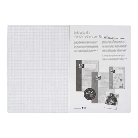 Oxford Recycling Schulheft A4, 16 Blatt, Lineatur 22 (kariert), 90 g/m², Optik Paper®
