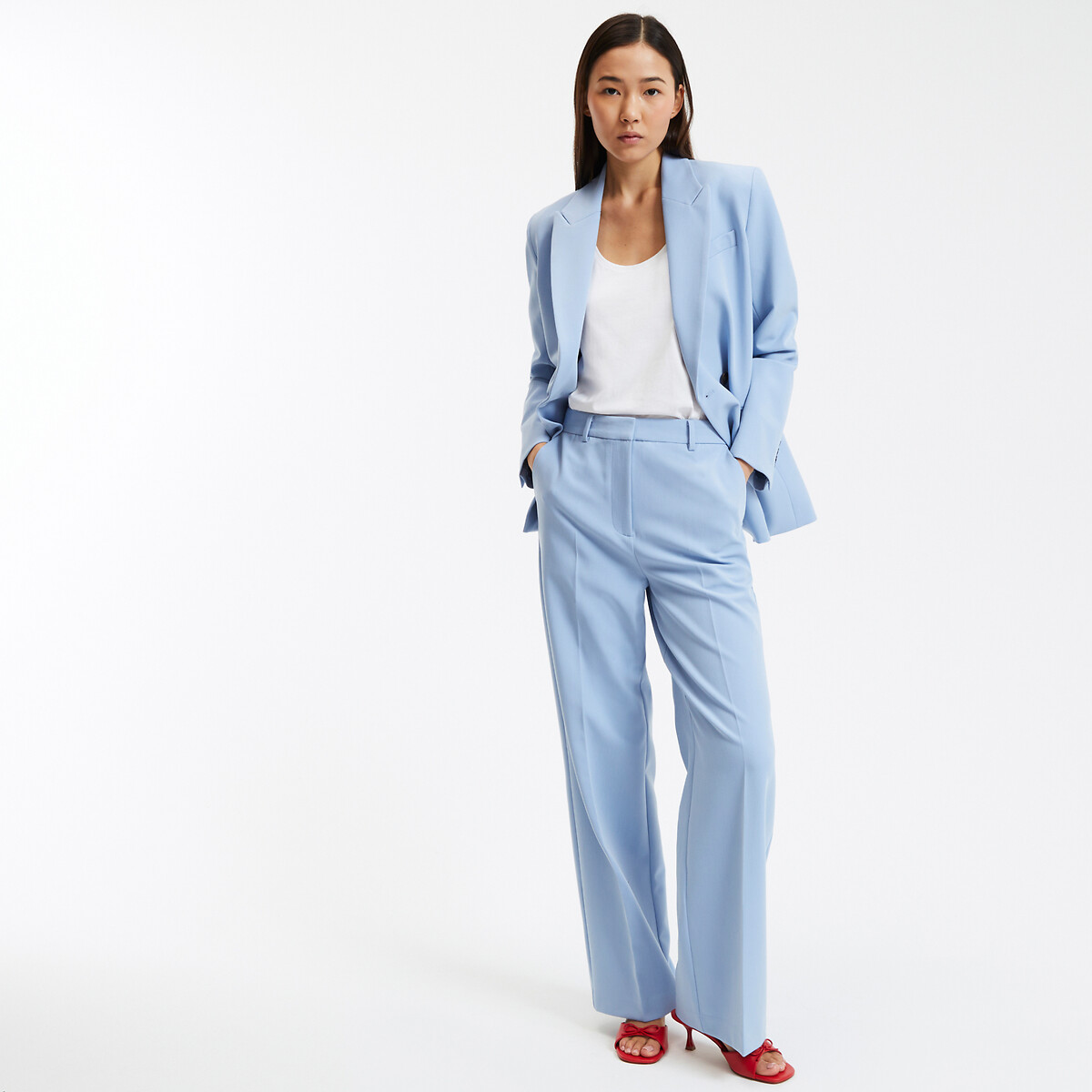 COLEÇÕES LA REDOUTE<br>Calças largas em poliviscose