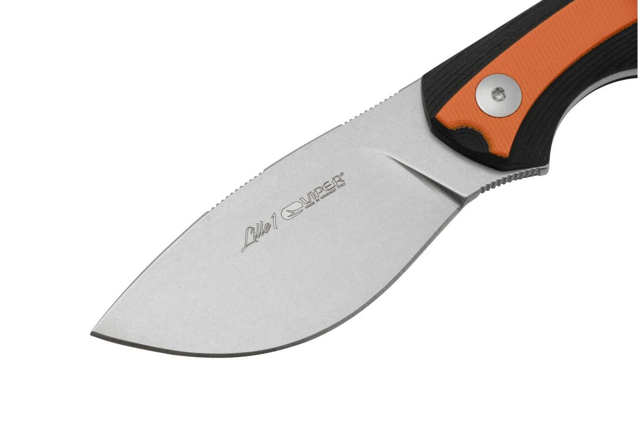 Viper Lille 1, VT4022GBO, Stonewash Elmax, Black & Orange G10 vaststaand mes, Jesper Voxnaes design