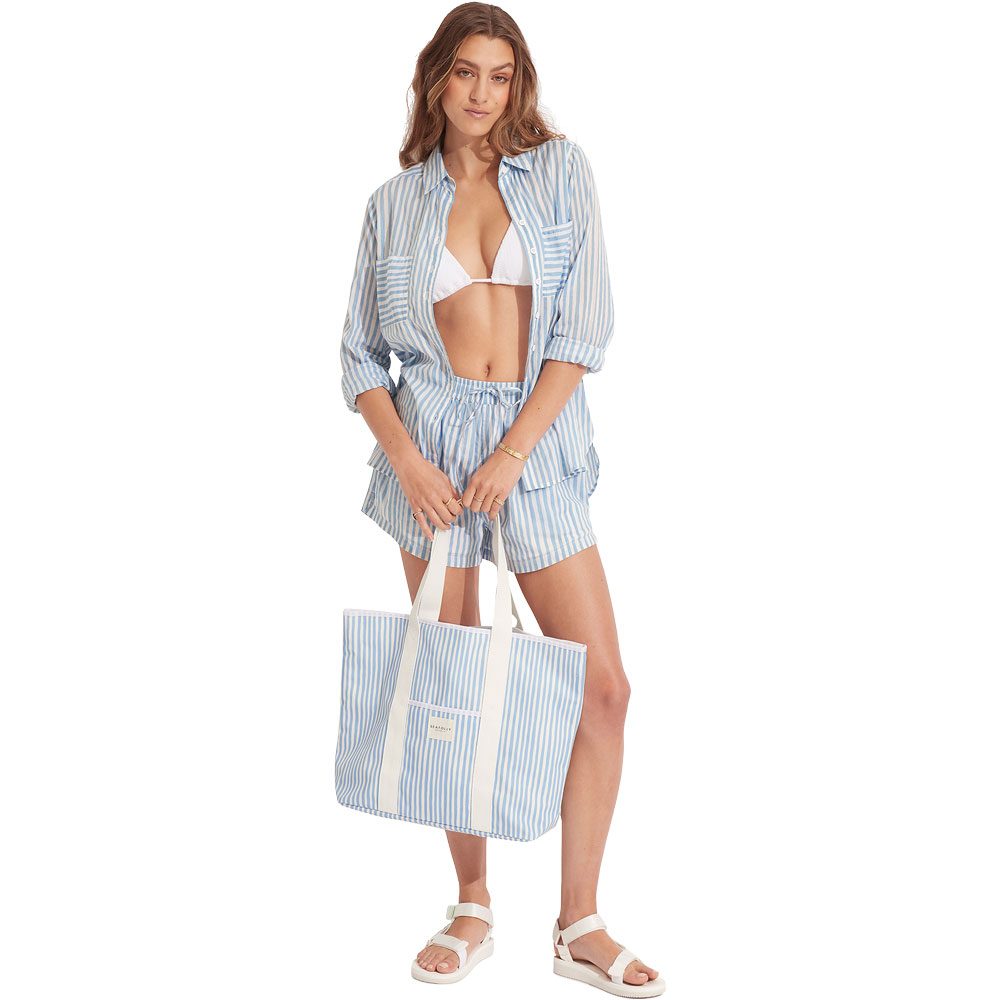 Seafolly Stripe Tote Badetasche Damen powder blue