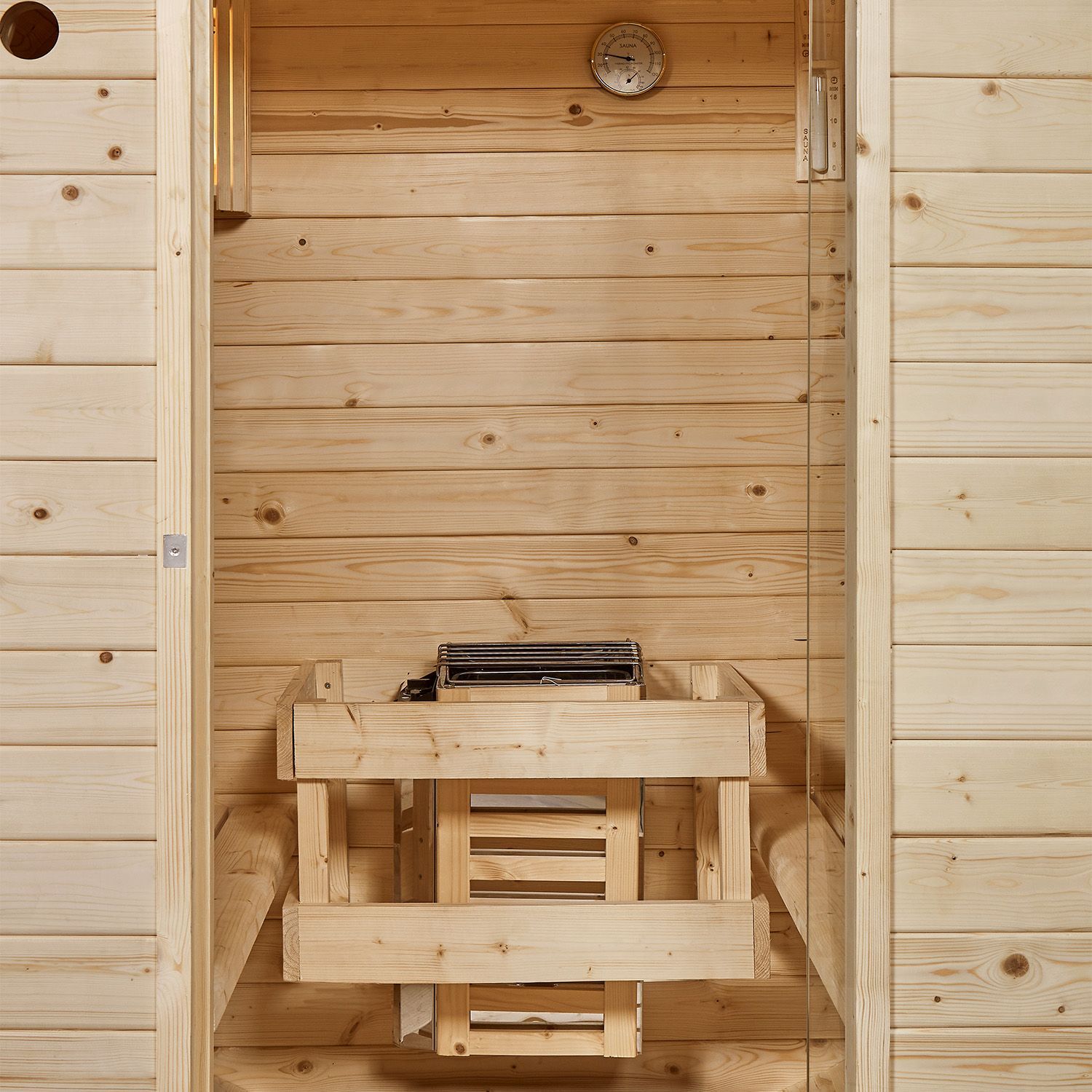 Artsauna Fasssauna Spitzbergen 120 - 2 Personen, 3,6 kW Ofen, Zubehör - Fichtenholz Sauna