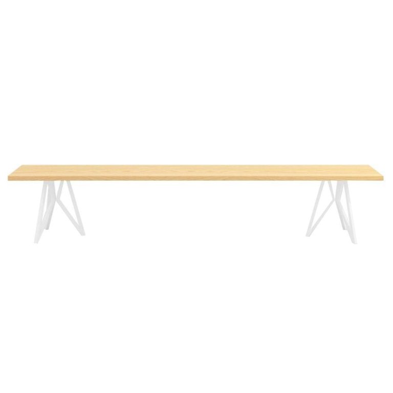 Studio HENK Butterfly eetbank 180 wit frame,hardwax light 3041,verjong afgerond