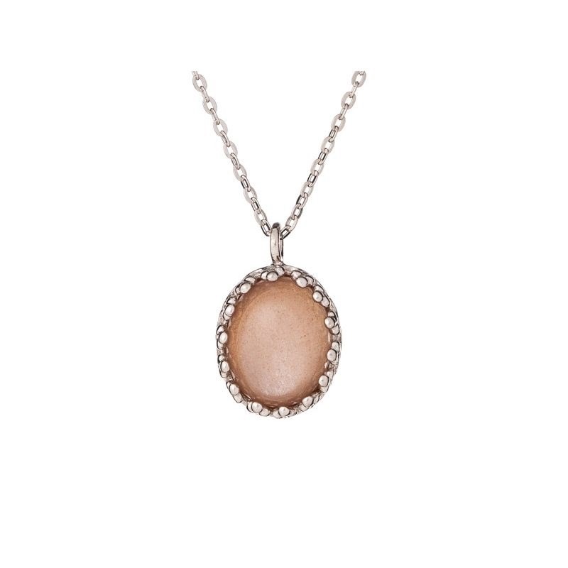 COLLIER ARGENT PIERRE DE LUNE ROSE