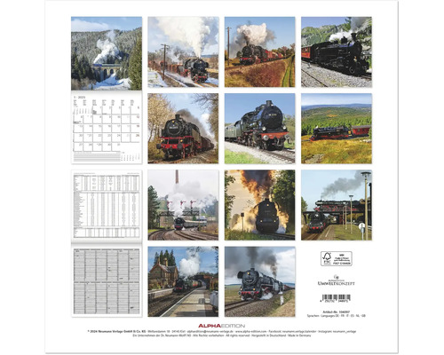 Wandkalender stoomlocomotieven 2025 30x30 cm