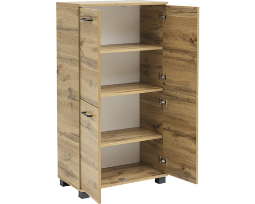Highboard van Möbelpartner Nora, afmetingen (B x H x D): 59,8 x 116,9 x 32,6 cm, eiken in landelijke stijl
