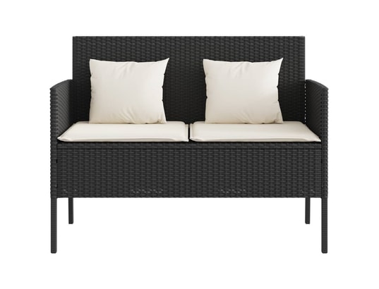 VIDAXL - Banc de jardin avec coussins noir résine tressée