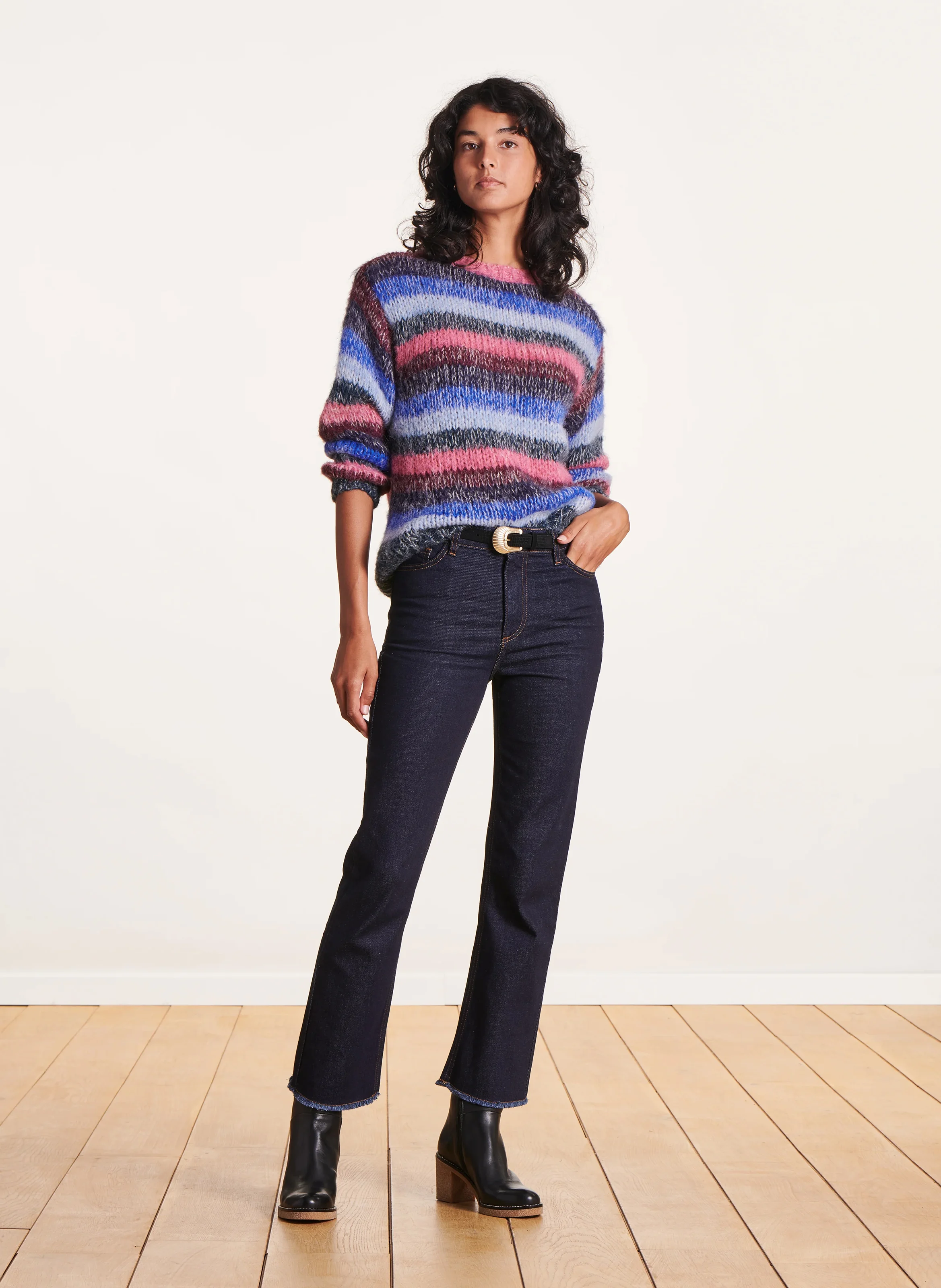 Jean cropped en coton bio | Bleu