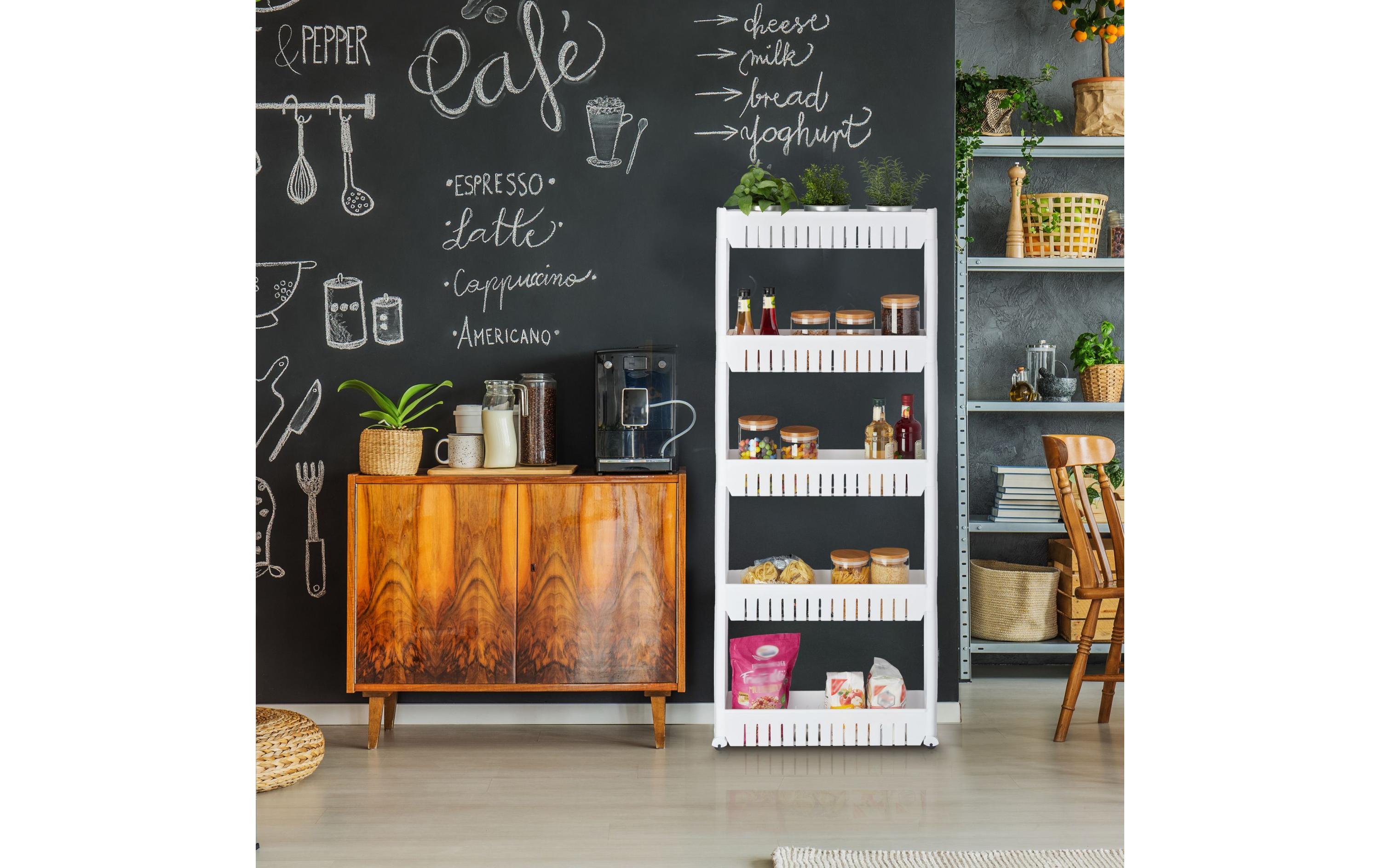 Nischenwagen 12.5 x 131 x 54 cm, WeissNischenwagen mit 5 Ebenen