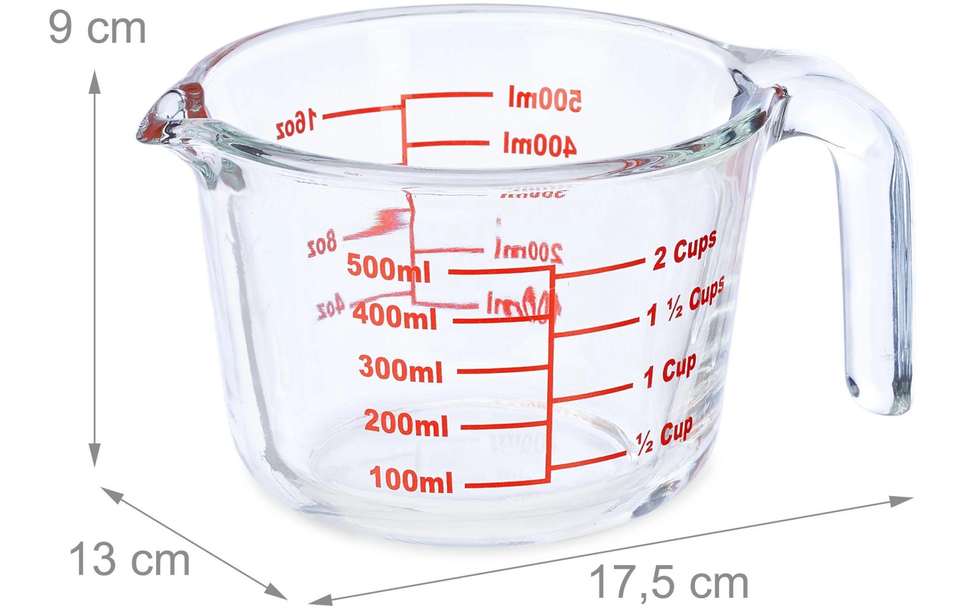Messbecher 500 ml, Rot/TransparentGlasmessbecher