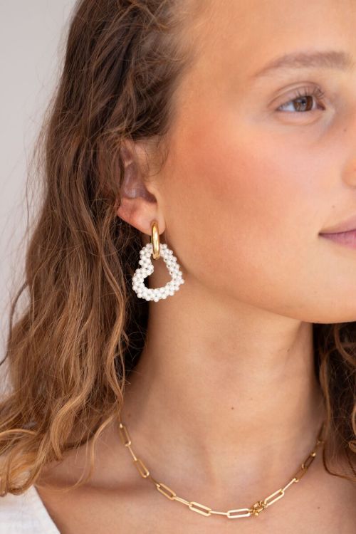 Statement oorringen hartje met parels