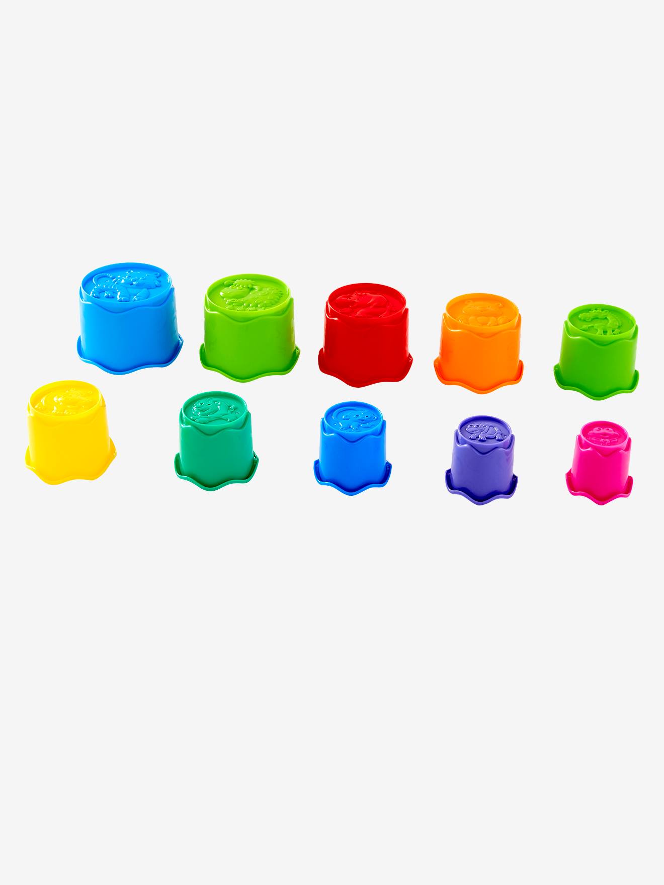 Copos de plástico multicoloridos empilháveis