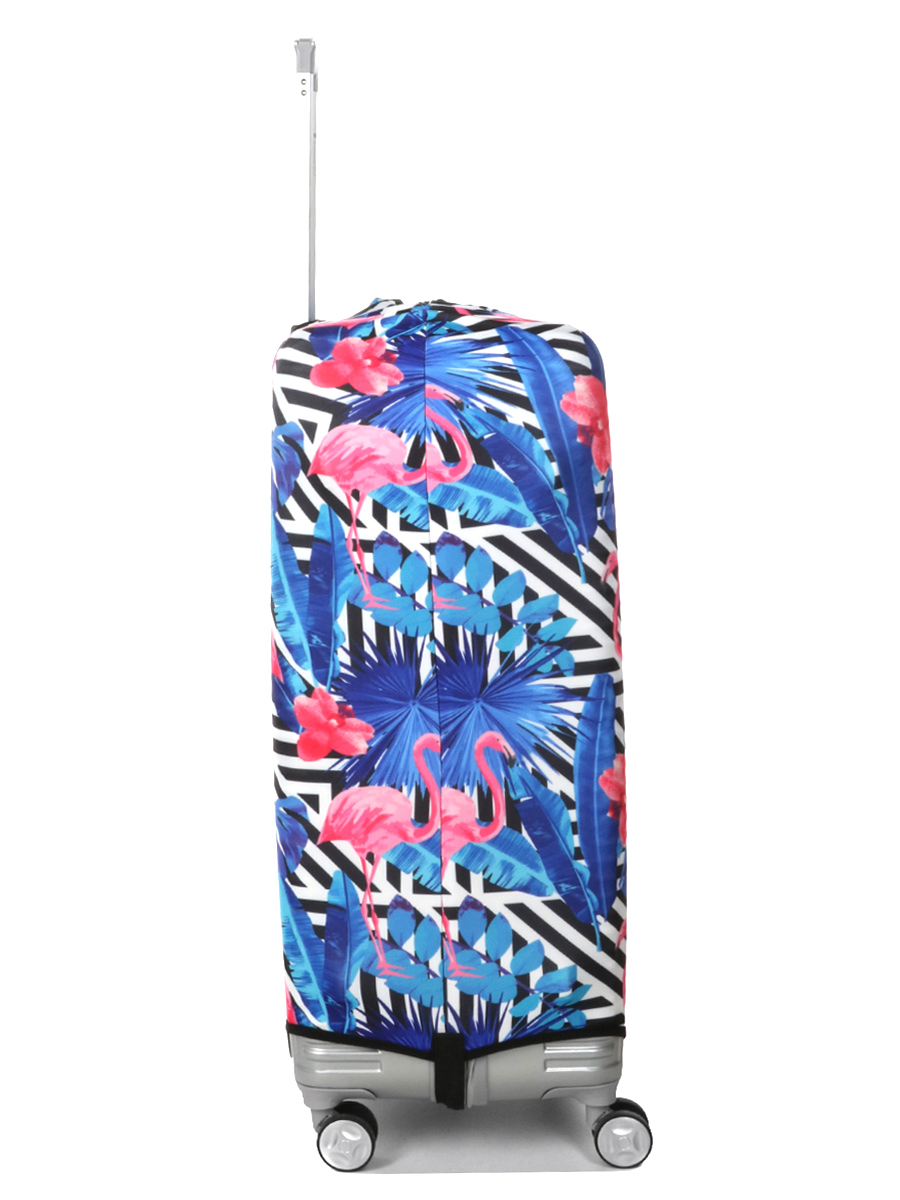 Housse de valise Periea Black & White Stripes with Flamingos L