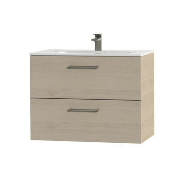Tiger badkamermeubel Studio 80cm naturel eik/wit met ronde RVS greep