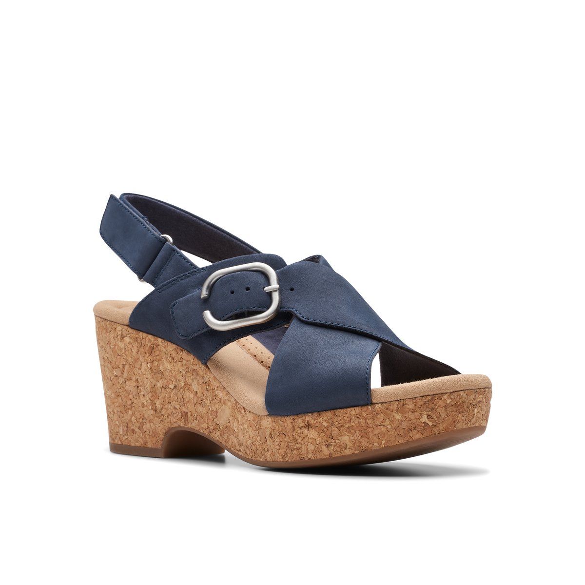 CLARKS-Giselle_dove-Sandales à lanières - Talon compensé - Marine