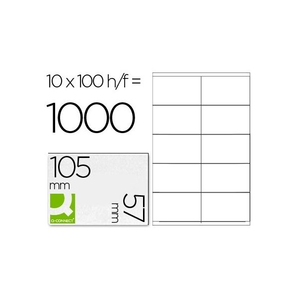 Q-Connect 100 Fls Etiquetas Adesivas 105x57cm - Caixa de 5 unidades