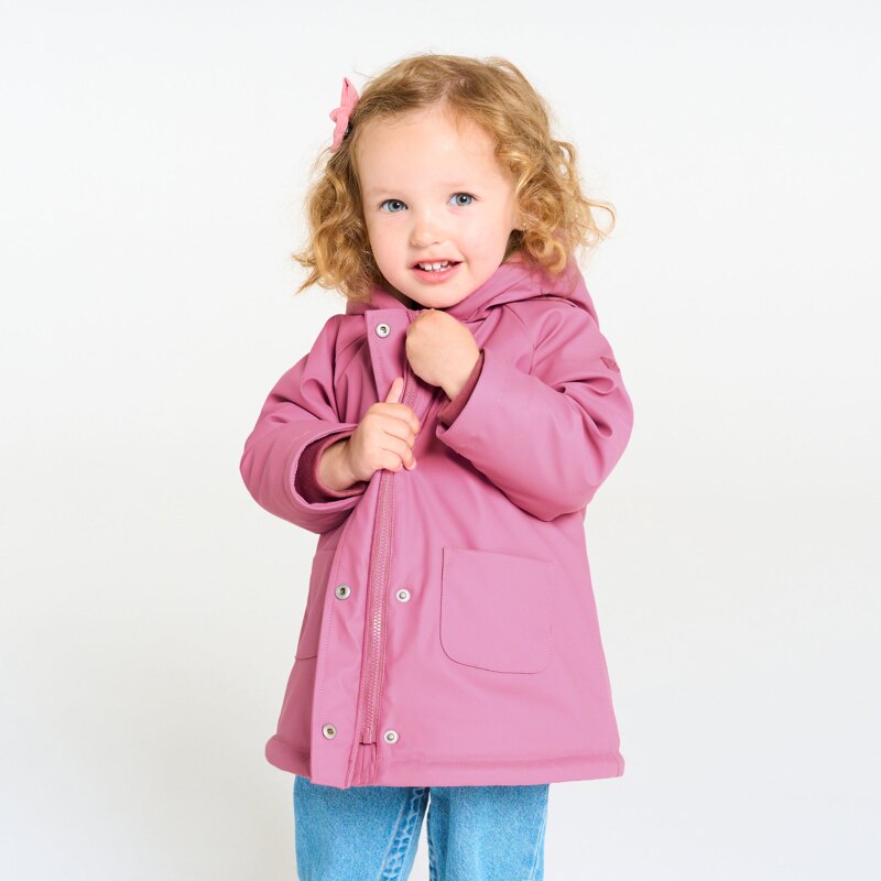 Parka déperlante doublée à capuche rose bébé fille Mauve Violet