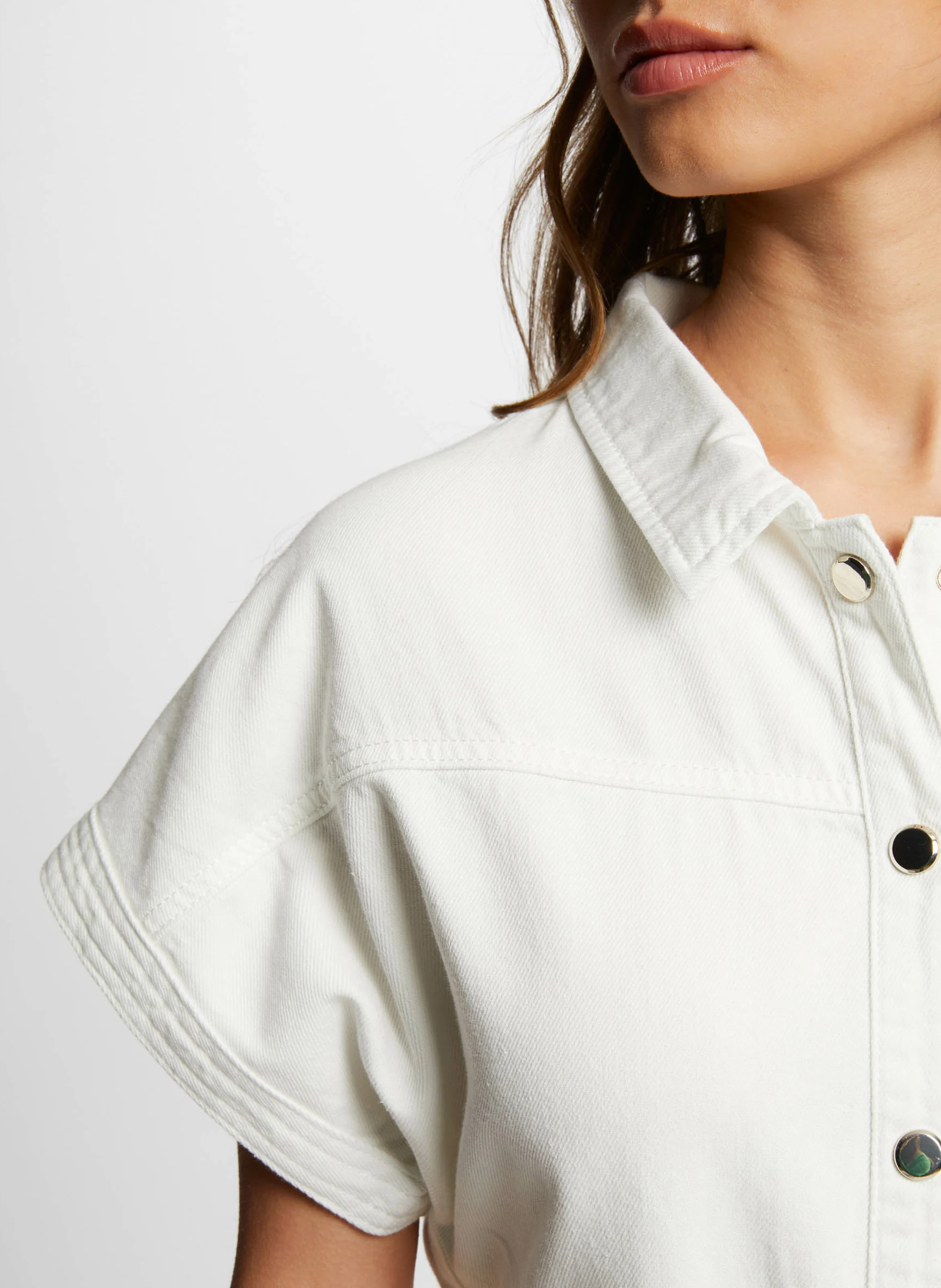 RDENIM - Robe courte ajustée en jean | Blanc
