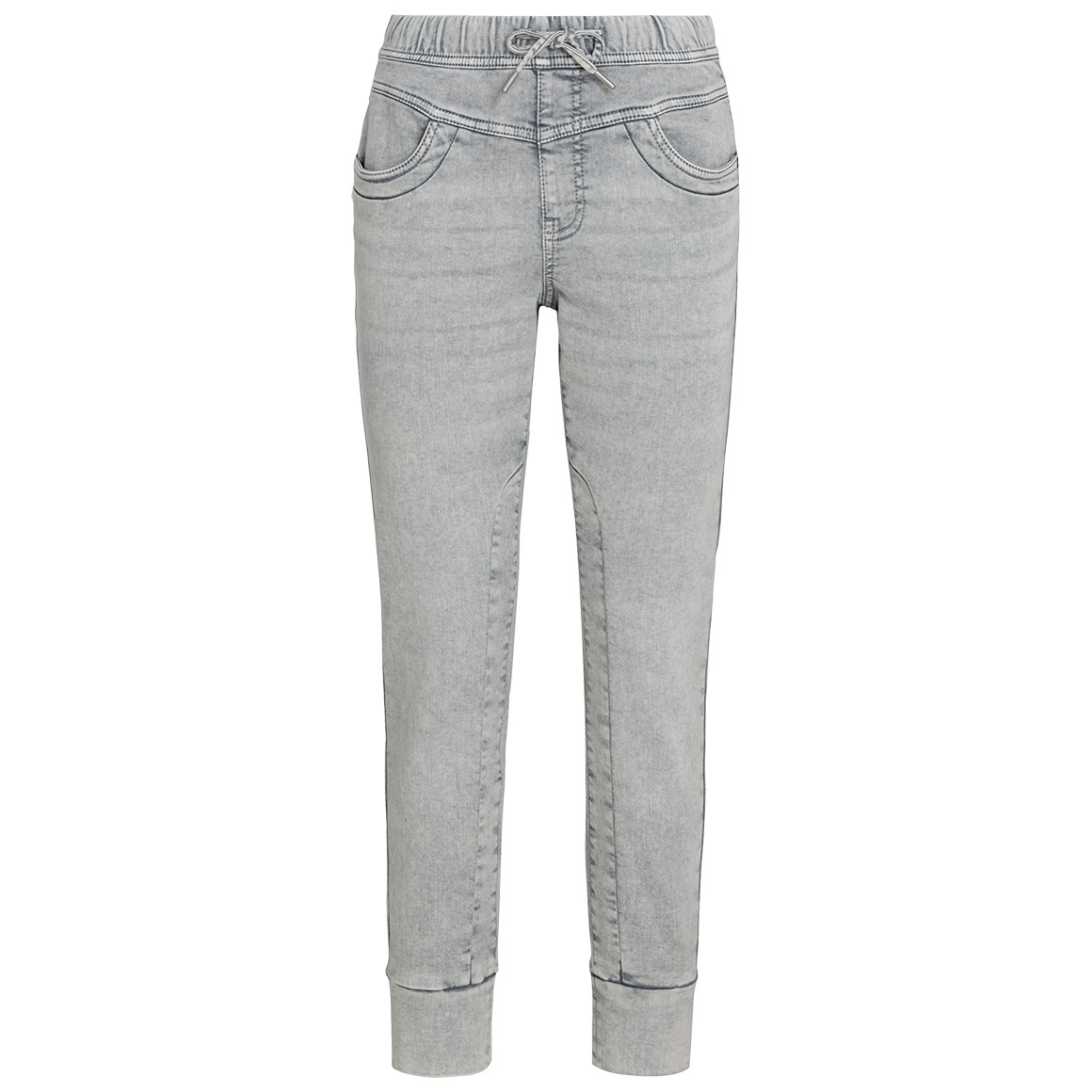 Gina Damen Jeggings mit Elastikbund hellgrau
