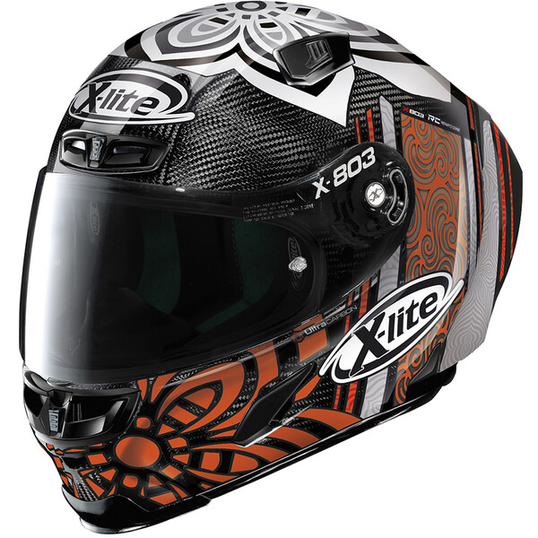 X-lite - Casque X-803 RS Ultra Carbon Replica Arón Canet Noir / Blanc / Orange