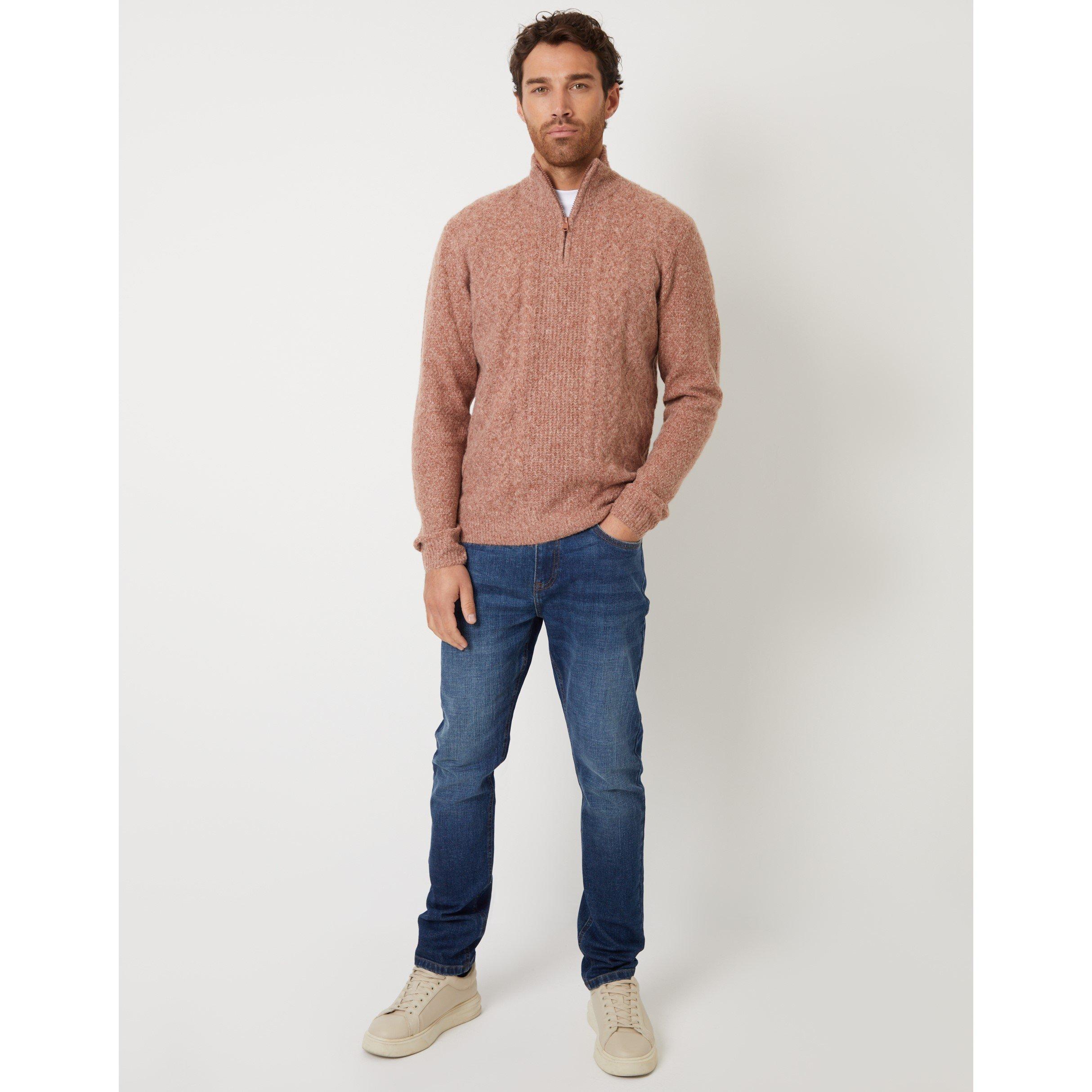 Threadbare TBquarterZip Cable Knit Jumper Mens
