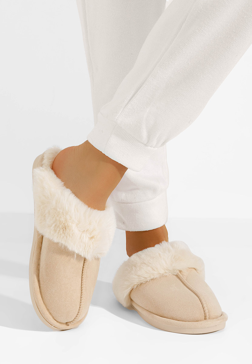 Pantoufles femme beige Arielle