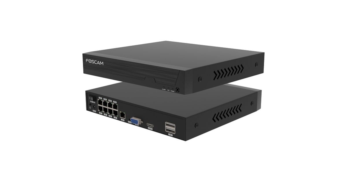 FoscamFN9108HE, 8-kanaals 5MP PoE Netwerk video recorder  (Zwart, PoE, Zonder HDD)