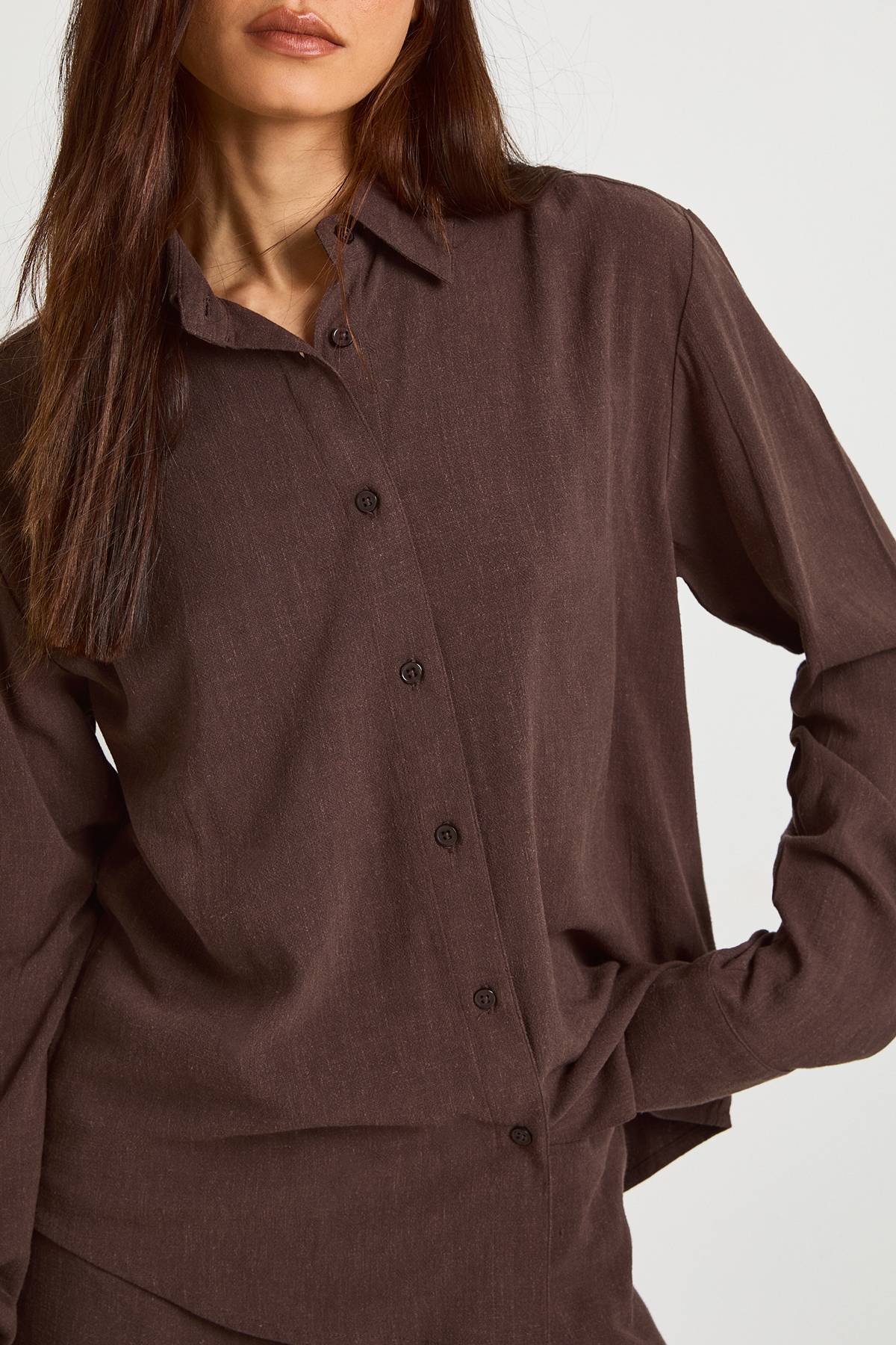 boohoo Chemise Ample Premium En Lin Tall