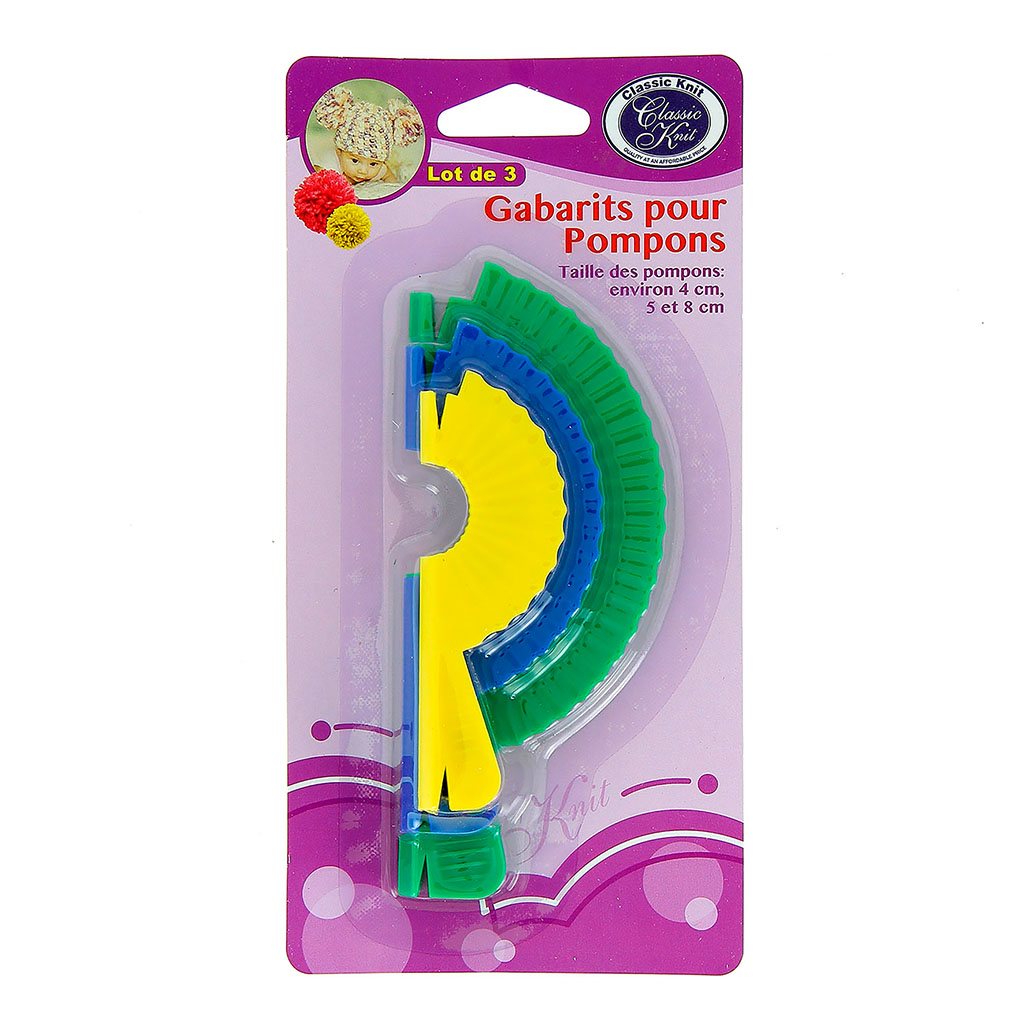 Lot de 3 gabarits pour pompons