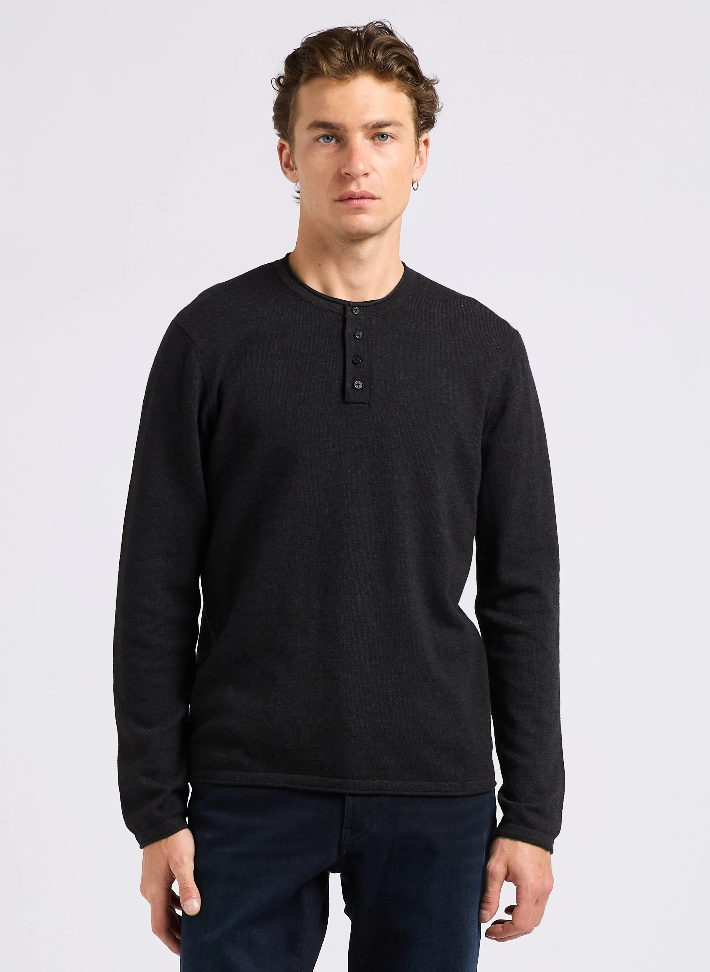Pull droit boutonné | Gris