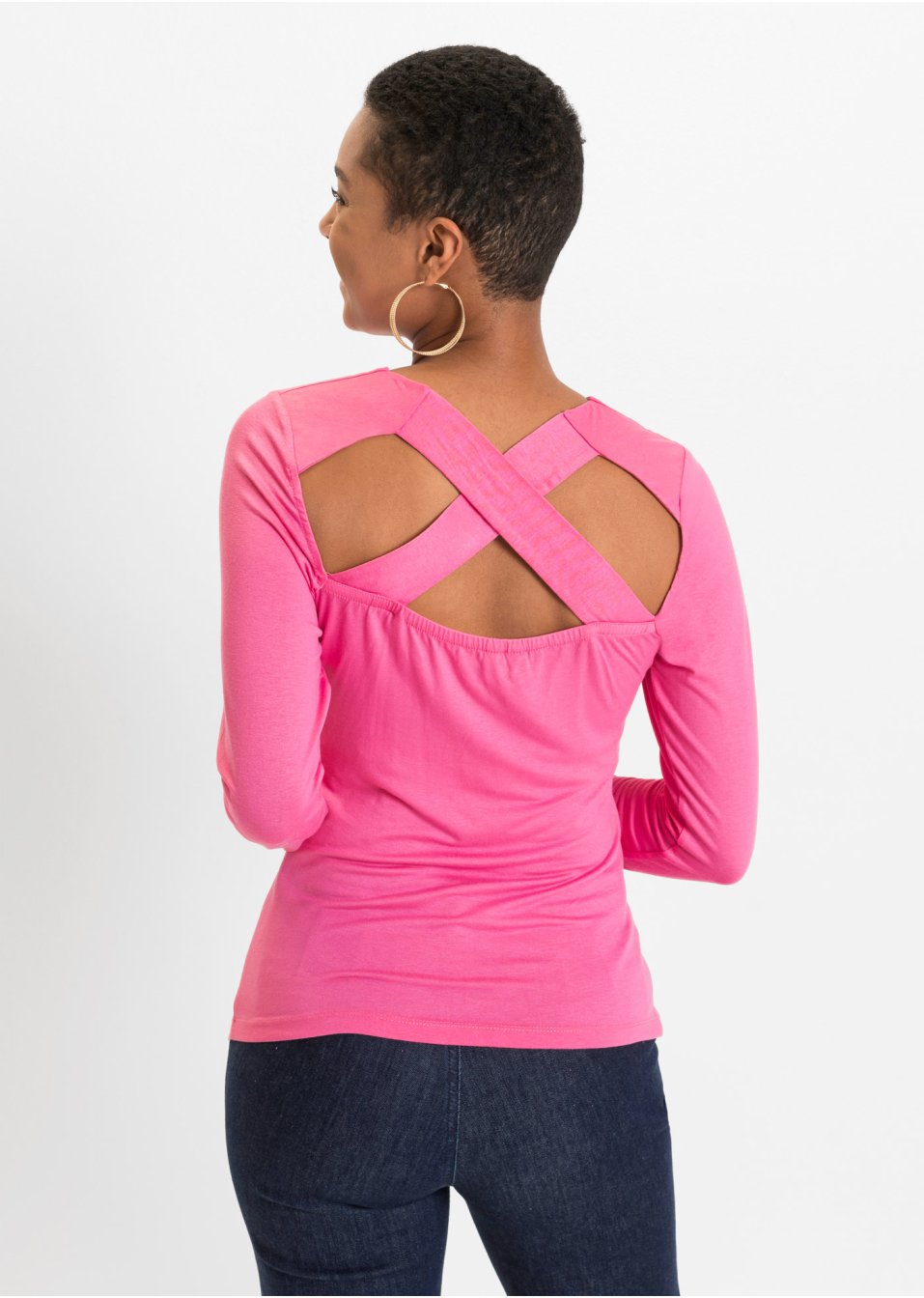 T-shirt manches longues avec décolleté dos