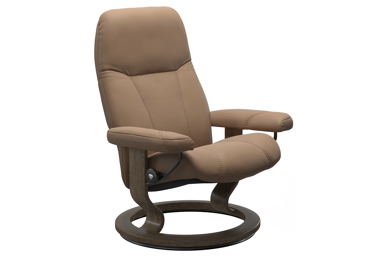 Consul lenestol I hud Batick Latte - Classic - Smoke Oak. Uten krakk