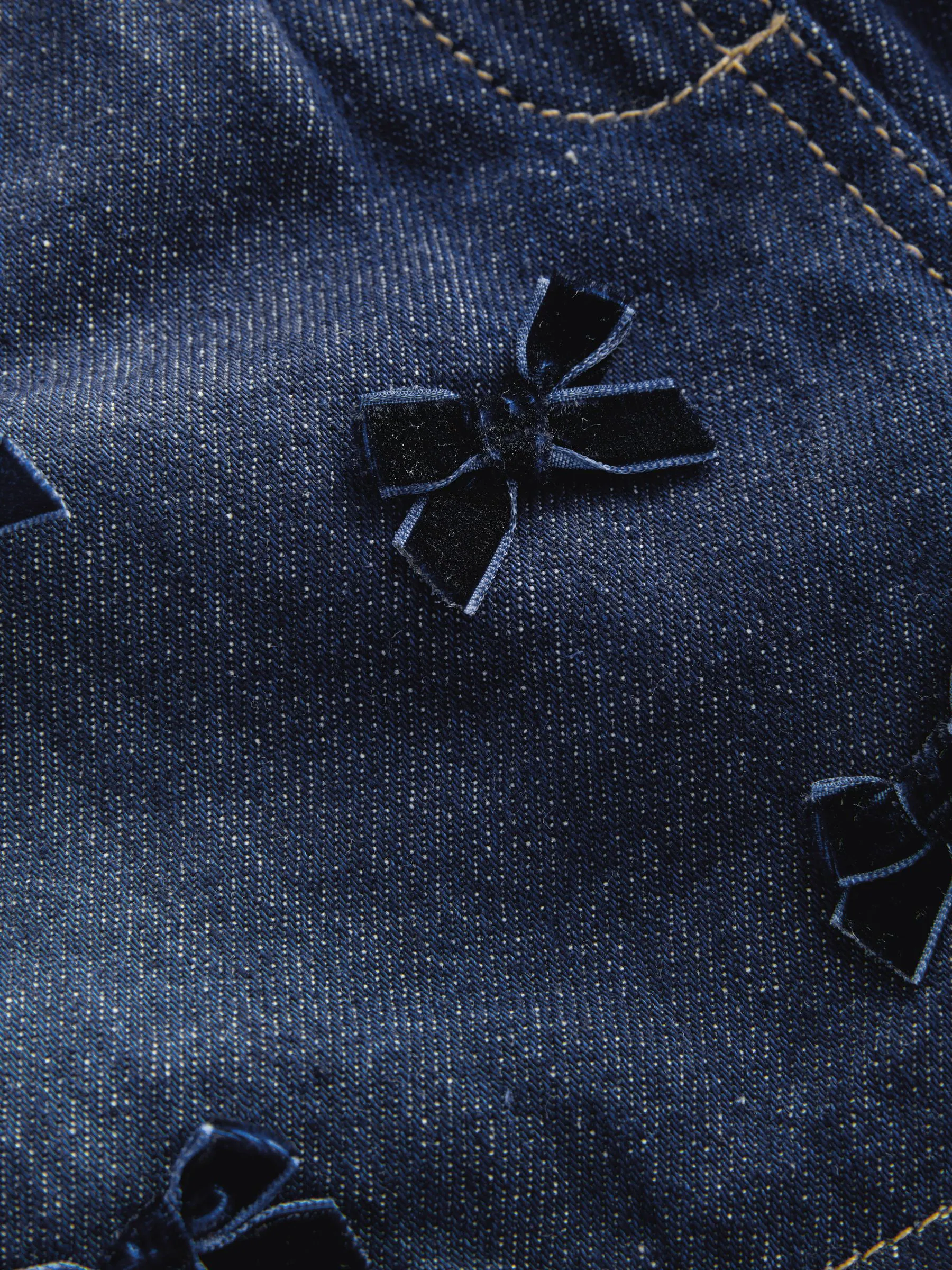 Blauw - Denim Bow Shorts and Tights Set (3mths-7yrs)