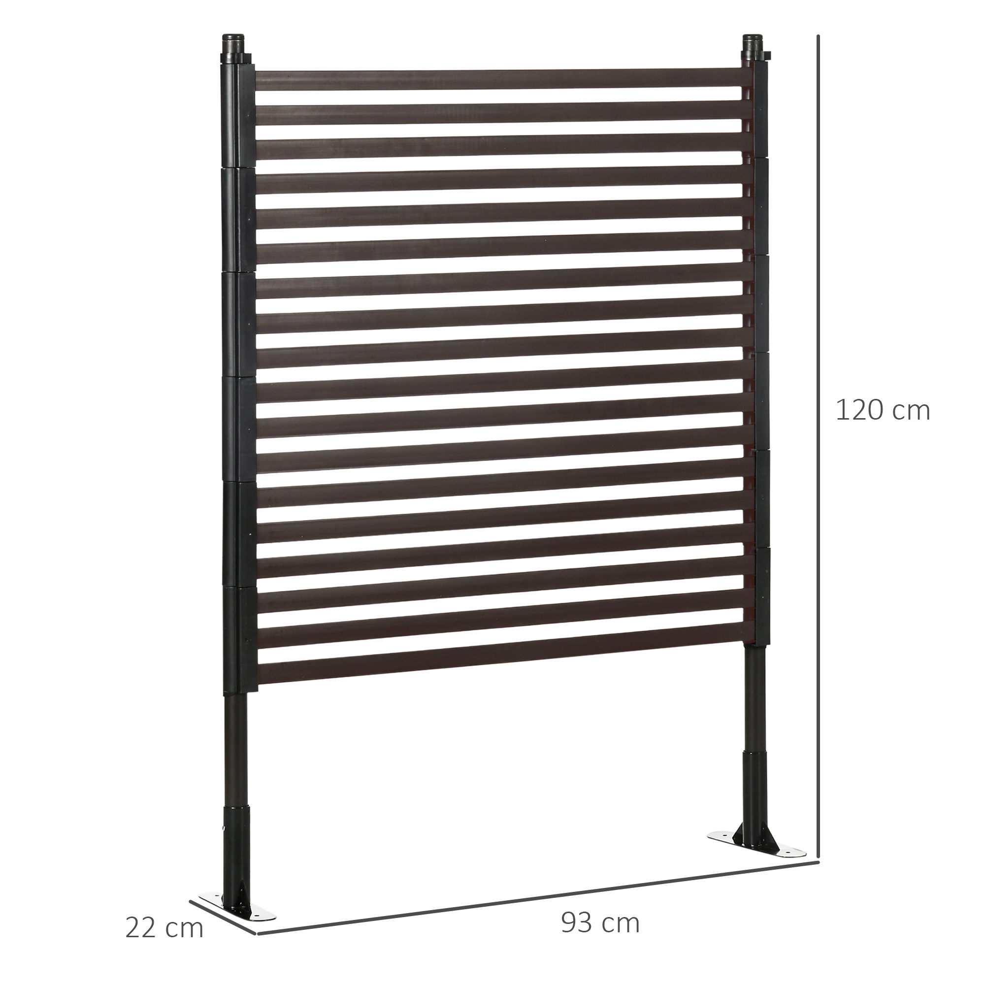 Cerca de jardim Outsunny, barreira de aço para jardim externo com revestimento em PE, 2 opções de instalação para plantas, flores e animais, 93x22x120 cm, marrom