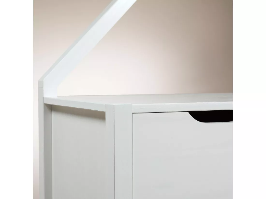 Commode Enfant ELANO en Bois Massif blanc avec 3 Tiroirs de Rangement, 84 x 120 x 41 cm, Meuble Chambre
