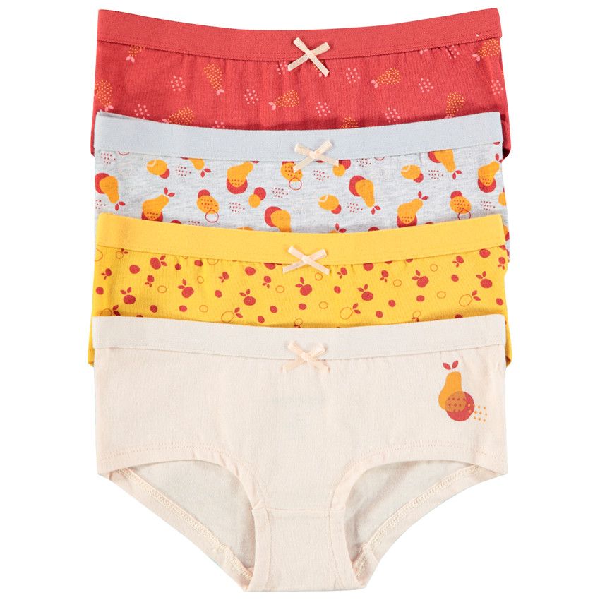 Lot de 4 shorties en coton pour enfant fille - Ecru