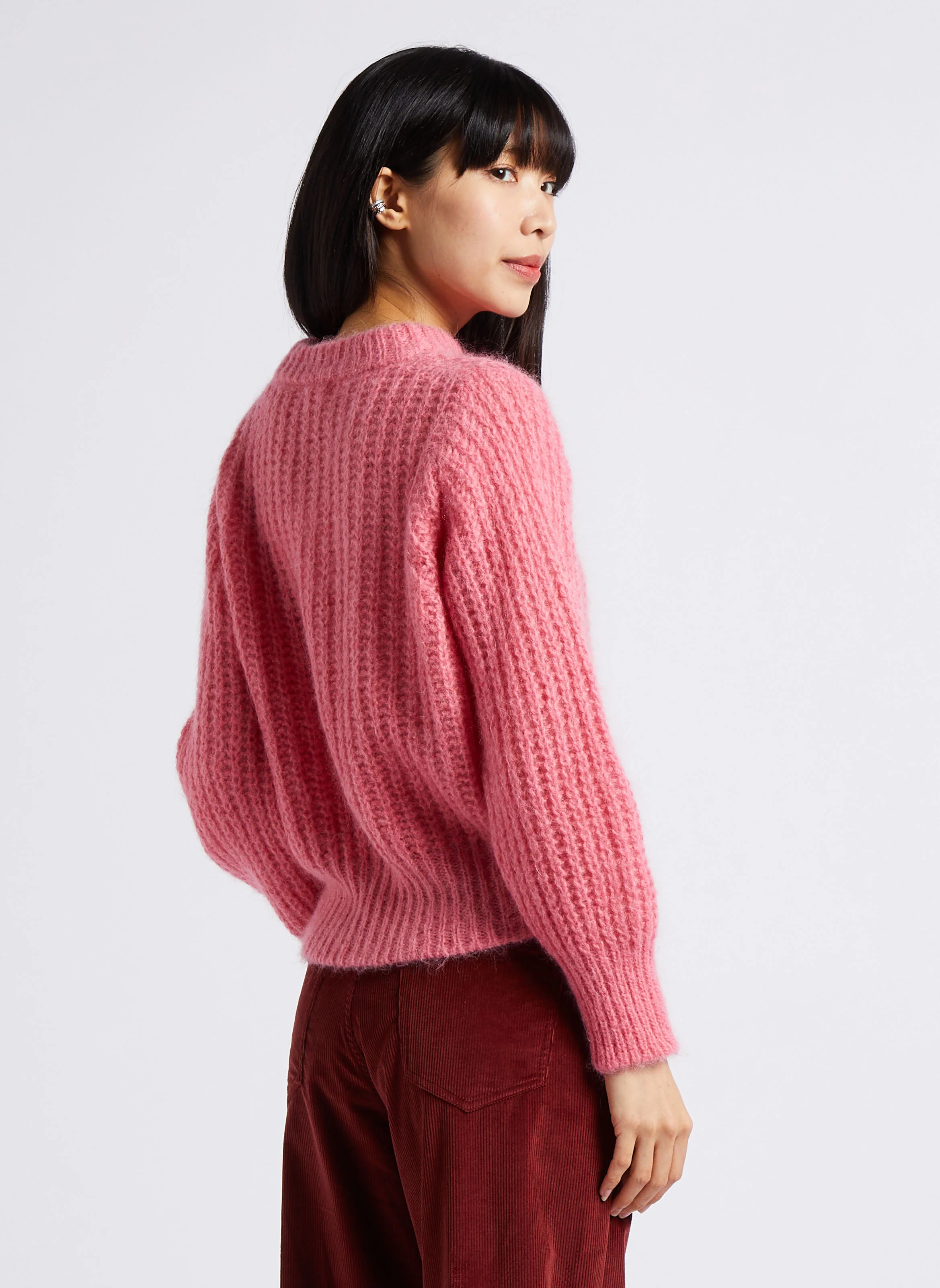 DINA - Pull col rond en laine mélangée | Rose